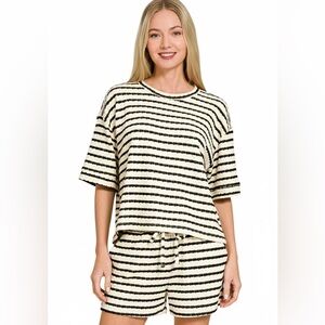 Striped Short Sleeve Tee & Shorts Set